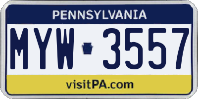 PA license plate MYW3557