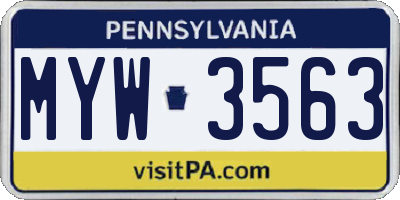 PA license plate MYW3563