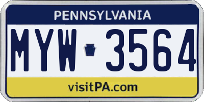 PA license plate MYW3564