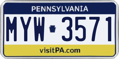 PA license plate MYW3571