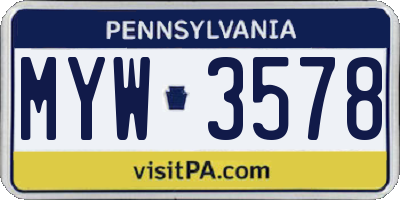 PA license plate MYW3578