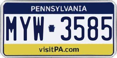 PA license plate MYW3585