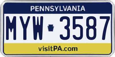 PA license plate MYW3587