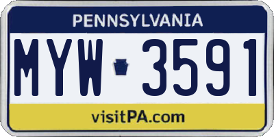PA license plate MYW3591