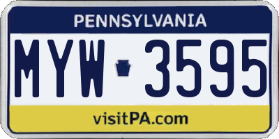 PA license plate MYW3595