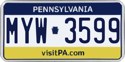 PA license plate MYW3599