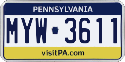 PA license plate MYW3611
