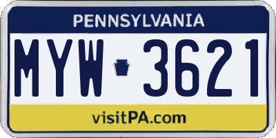 PA license plate MYW3621