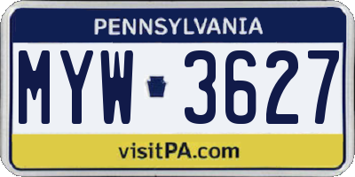 PA license plate MYW3627