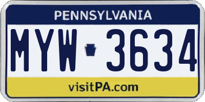 PA license plate MYW3634
