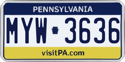 PA license plate MYW3636