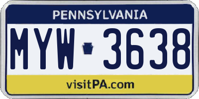 PA license plate MYW3638