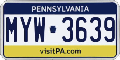 PA license plate MYW3639