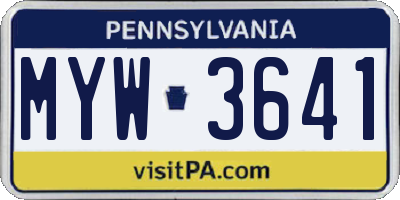 PA license plate MYW3641