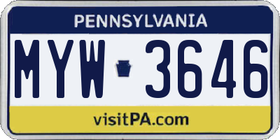 PA license plate MYW3646
