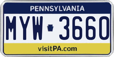 PA license plate MYW3660