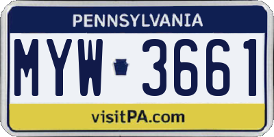 PA license plate MYW3661