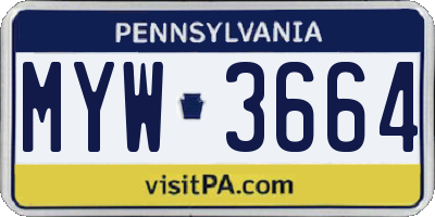 PA license plate MYW3664