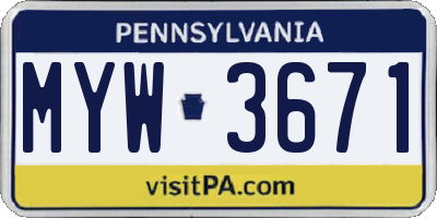 PA license plate MYW3671