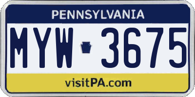 PA license plate MYW3675
