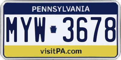 PA license plate MYW3678