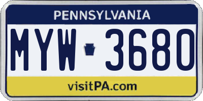 PA license plate MYW3680