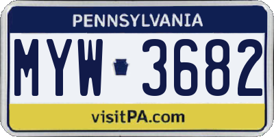PA license plate MYW3682