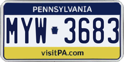 PA license plate MYW3683
