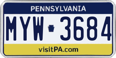 PA license plate MYW3684