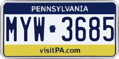 PA license plate MYW3685