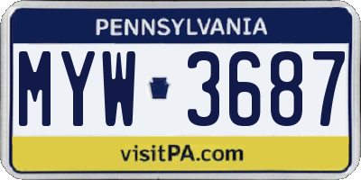 PA license plate MYW3687