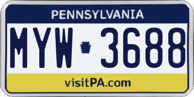 PA license plate MYW3688