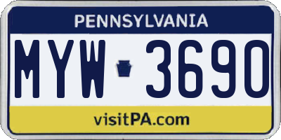 PA license plate MYW3690