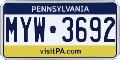 PA license plate MYW3692
