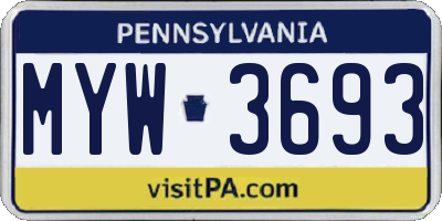 PA license plate MYW3693