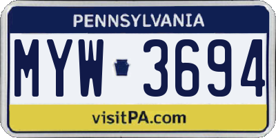 PA license plate MYW3694