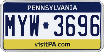 PA license plate MYW3696