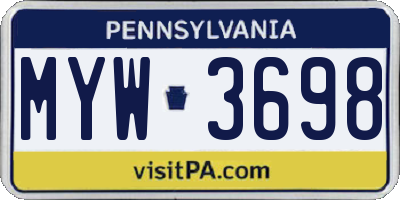 PA license plate MYW3698