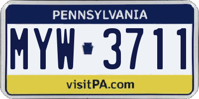 PA license plate MYW3711