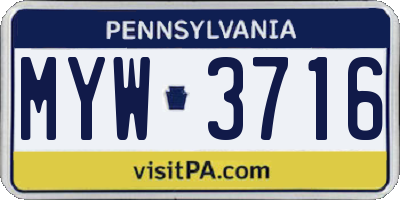 PA license plate MYW3716