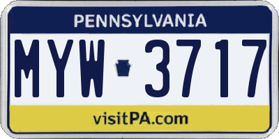 PA license plate MYW3717