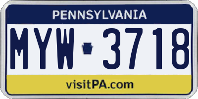 PA license plate MYW3718