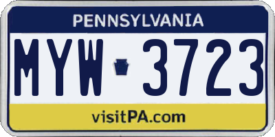 PA license plate MYW3723