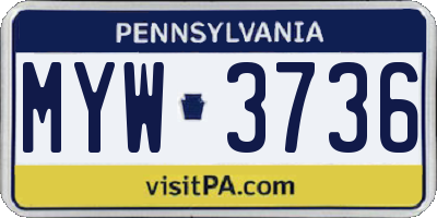 PA license plate MYW3736