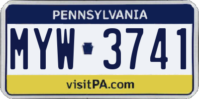 PA license plate MYW3741