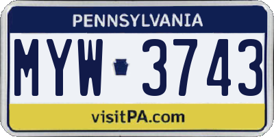 PA license plate MYW3743