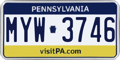 PA license plate MYW3746