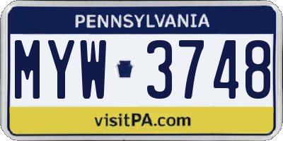 PA license plate MYW3748