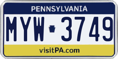 PA license plate MYW3749