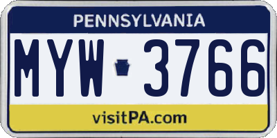 PA license plate MYW3766